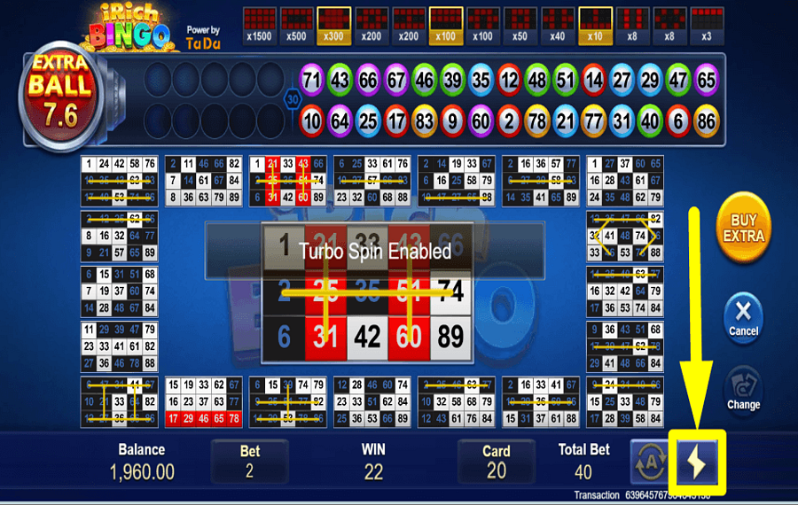 iRich Bingo Скорректируйте темп.