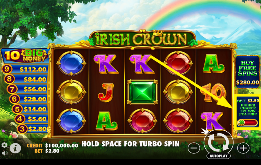 Irish Crown TURN ON ANTE BET.