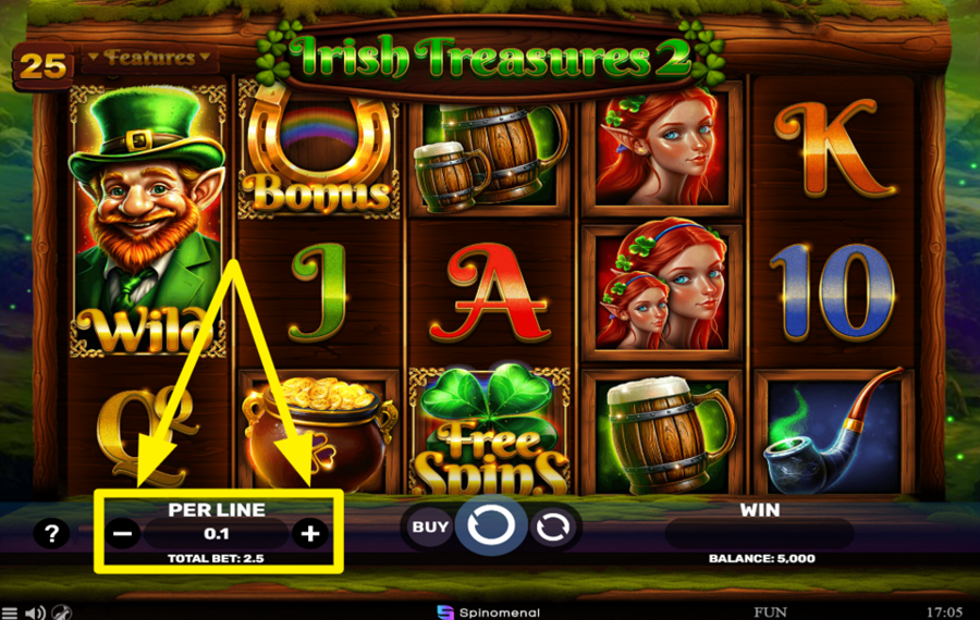 Irish Treasures 2 IMPOSTA LA TUA PUNTATA PER LINEA.