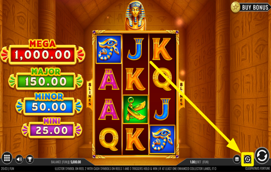 Iron Dog Studio Cleopatras Fortune INITIATE AUTOMATIC SPINS.