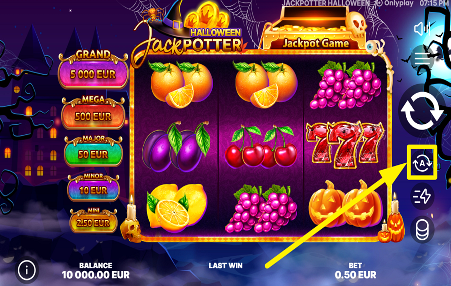 Jack Potter Halloween TURN ON AUTOMATIC SPINS.