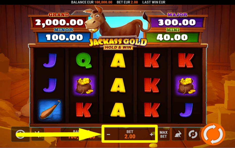 Jackass Gold Hold and Win SELECT YOUR WAGER.