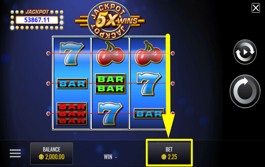 Jackpot 5x Wins WÄHLEN SIE IHREN GESAMTEINSATZ.