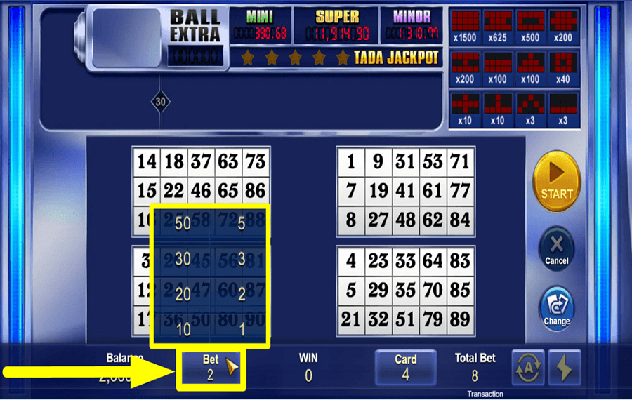 Jackpot Bingo DEN PFEILER ANPASSEN.