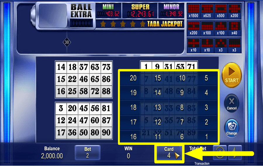 Jackpot Bingo ORDNE DEINE KARTEN AN.