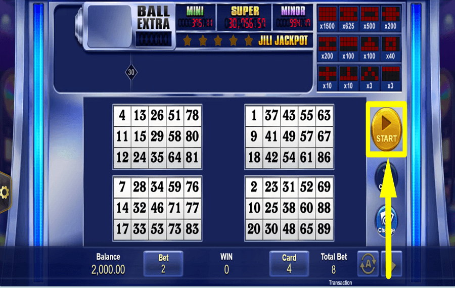 Jackpot Bingo TENTATIVO DI GIOCO D'AZZARDO.
