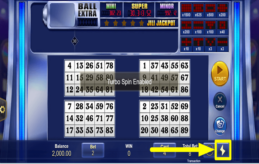 Jackpot Bingo ATTIVA LA MODALITÀ TURBO.