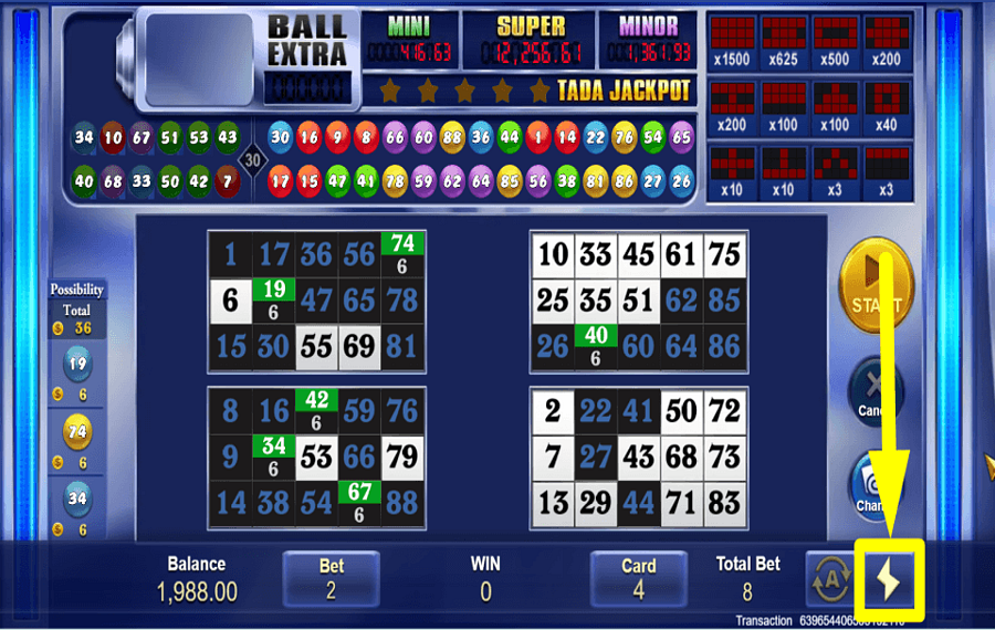 Jackpot Bingo TURBOMODUS AKTIVIEREN.
