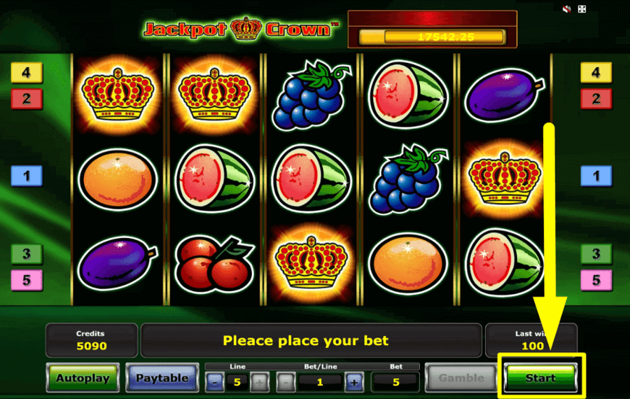 Jackpot Crown DRÜCKEN SIE DIE „START“-TASTE.
