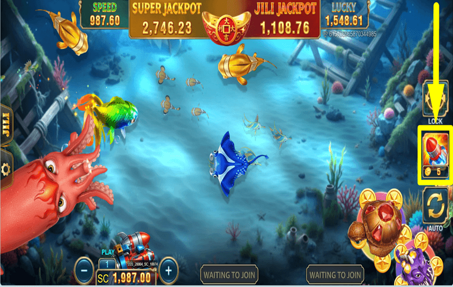 Jackpot Fishooter Shoot and Win CHANGE THE WEAPON.