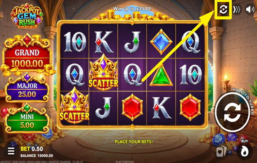 Jackpot Gem Rush Hold and Win USE AUTOMATED SPINS.