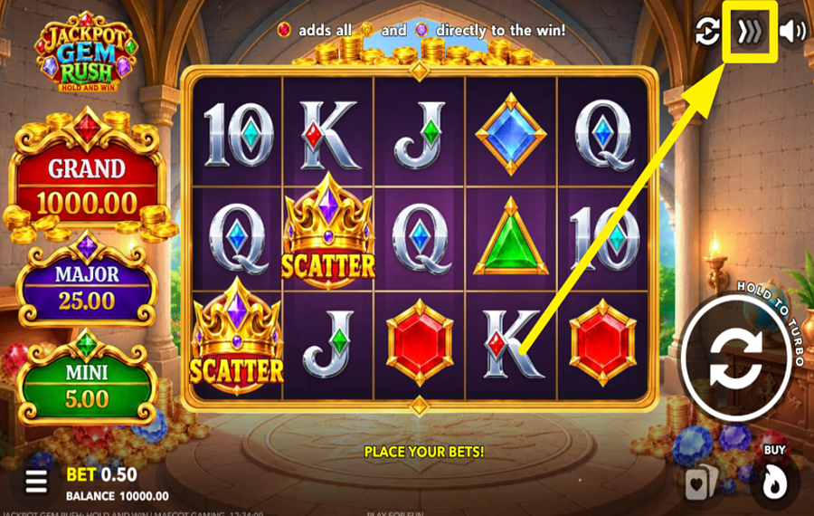 Jackpot Gem Rush Hold and Win RAMP UP THE SPEED.