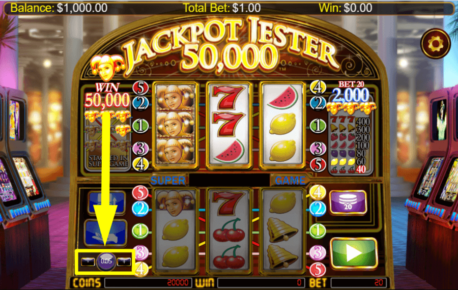 Jackpot Jester 50000 Passen Sie den Münzwert an.