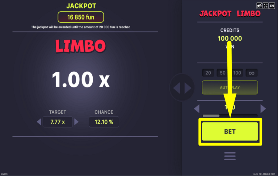 Jackpot Limbo BEGIN PLAYING.