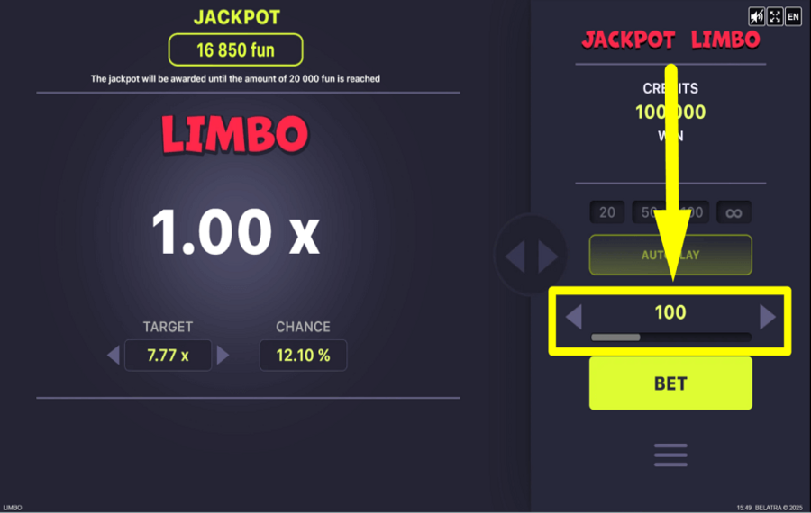 Jackpot Limbo DECIDE YOUR WAGER.