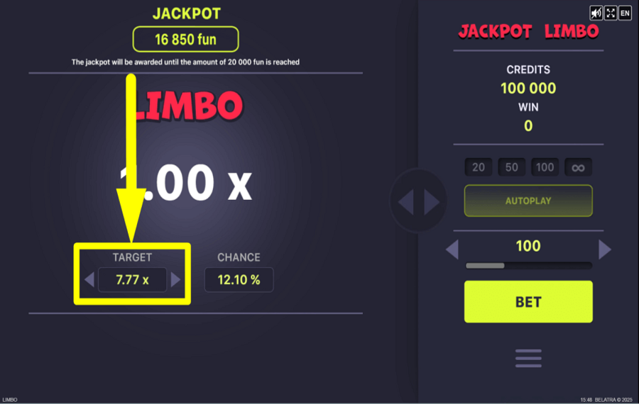 Jackpot Limbo DETERMINE THE TARGET.