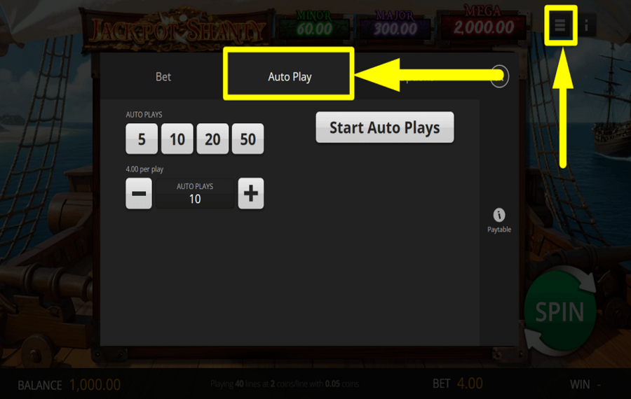 Jackpot Shanty ATTIVA LA RIPRODUZIONE AUTOMATICA.