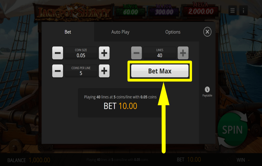 Jackpot Shanty APPROVARE LE GRANDI POSTE IN GIOCO.