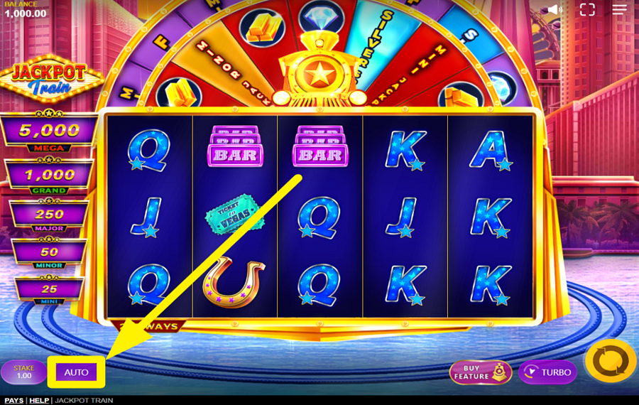 Jackpot Train TRIGGER AUTOMATIC SPINNING.