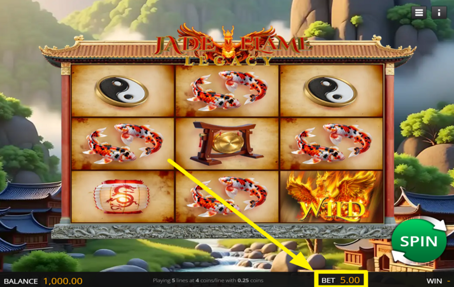 Jade Flame Legacy ADJUST YOUR BET.