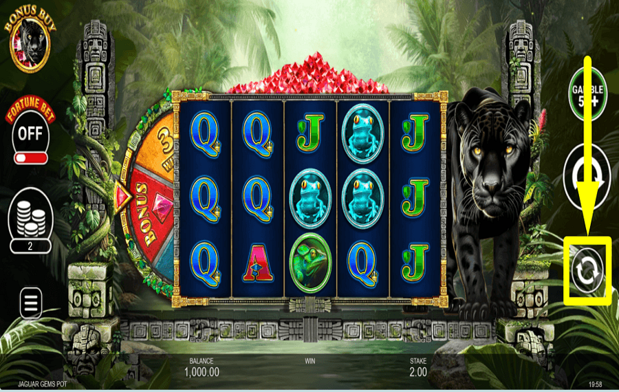 Jaguar Gems Pot ACTIVER LA LECTURE AUTOMATIQUE.