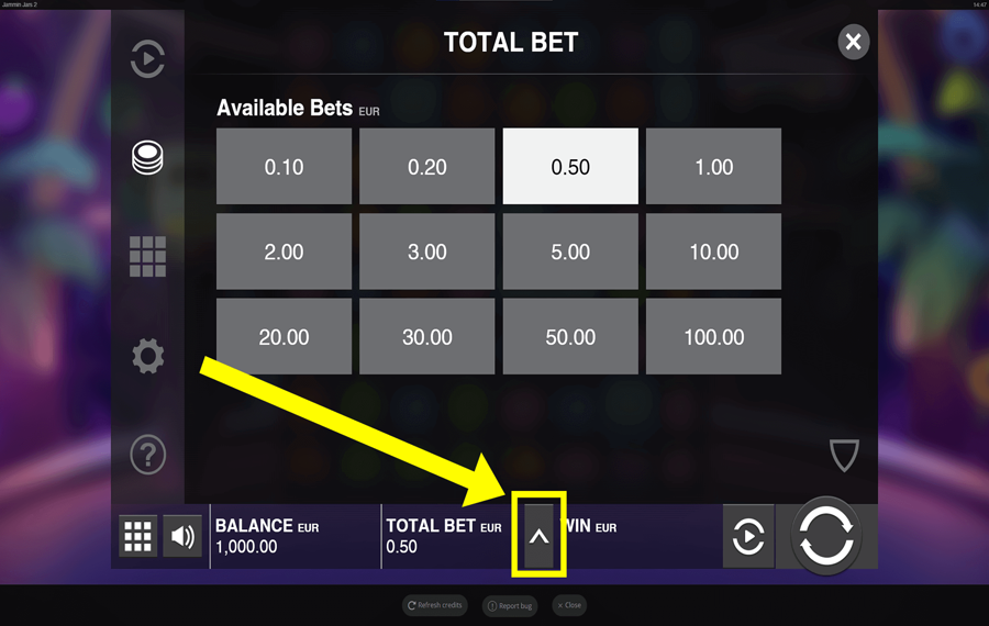 Jammin Jars 2 Выберите сумму ставки
