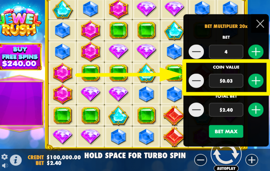 Jewel Rush MODIFY COIN VALUE.