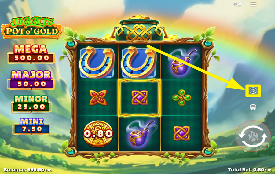Jiggys Pot O Gold FAR GIRARE I MULINELLI AUTOMATICAMENTE.