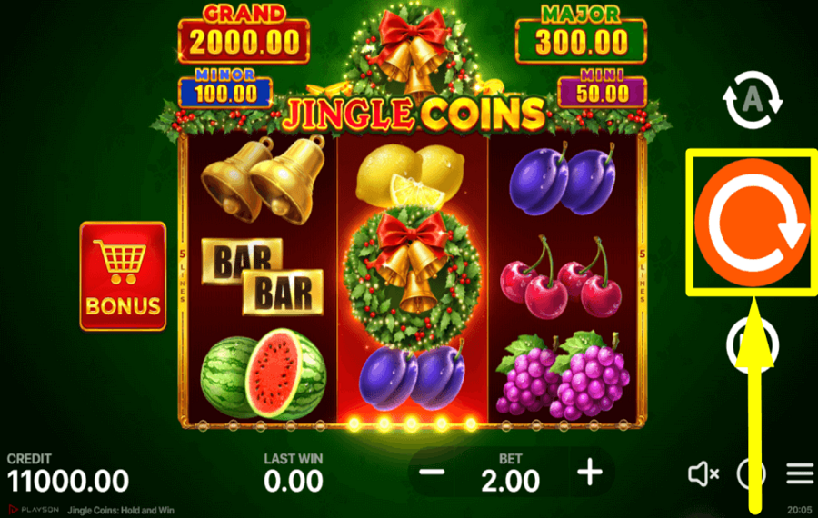 Jingle Coins Hold and Win START THE GAME.