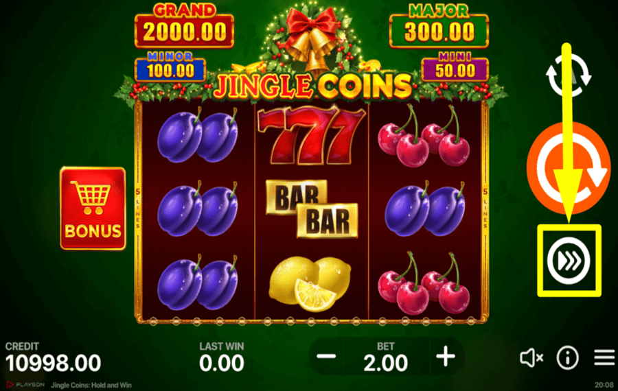 Jingle Coins Hold and Win SPEED UP THE GAME.