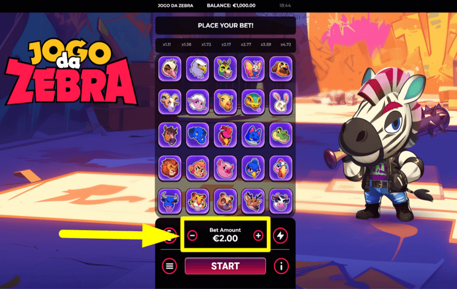 Jogo da Zebra ВЫБЕРИТЕ СТАВКУ.