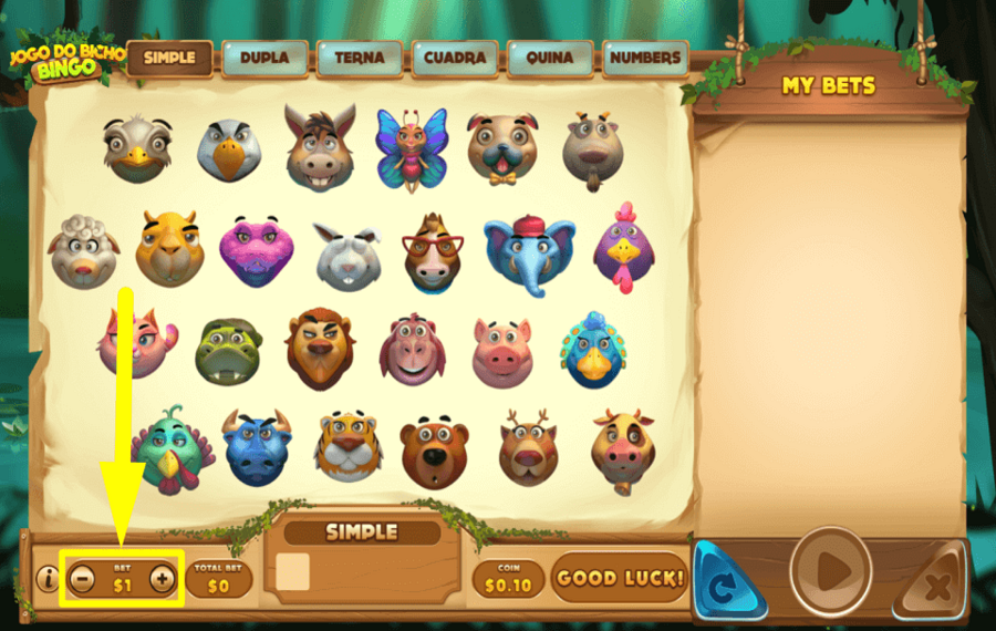 Jogo Do Bicho Bingo SELECT THE BET AMOUNT.