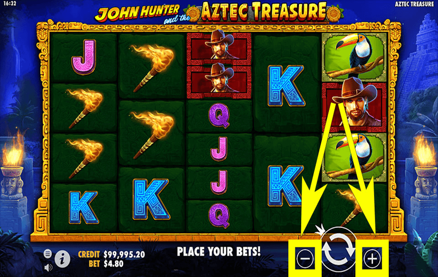 John Hunter and the Aztec Treasure Choose your bet amount.