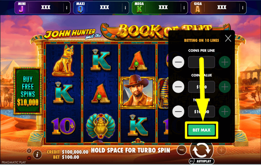 John Hunter and the Book of Tut Oranje Jackpot PLEDGE MORE COINS.