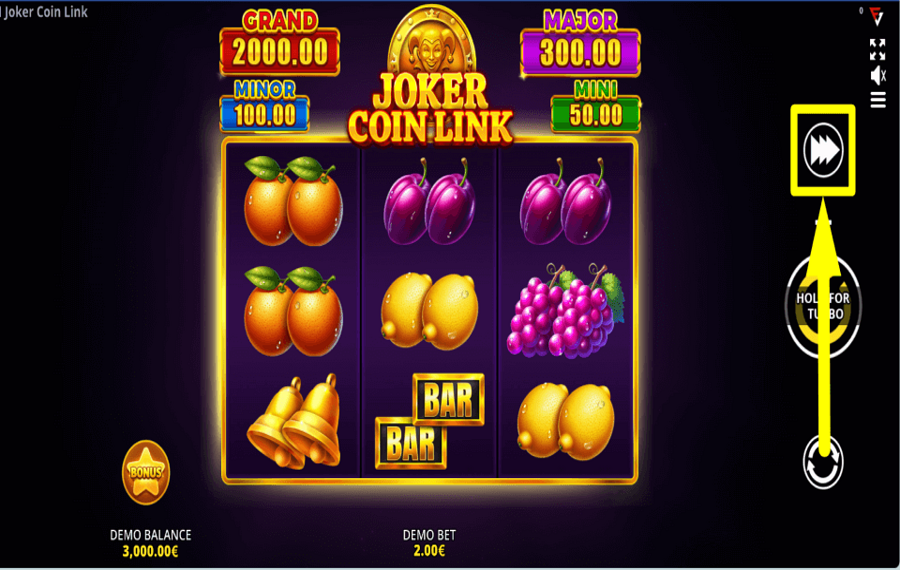 Joker Coin Link 3x3 Running Wins ACTIVER LE MODE TURBO.