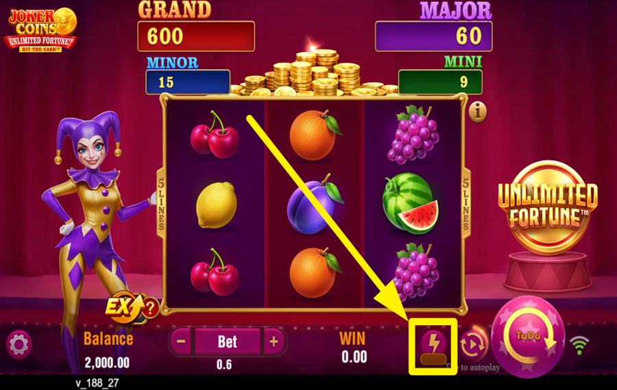 Joker Coins Unlimited Fortune MAXIMIZE A VELOCIDADE.