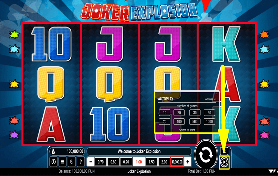 Joker Explosion UTILICE LA FUNCIÓN DE REPRODUCCIÓN AUTOMÁTICA.