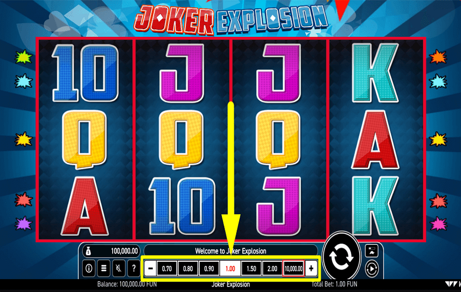 Joker Explosion SELECCIONA EL VALOR DE LA APUESTA.