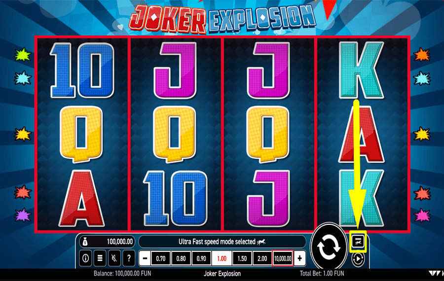 Joker Explosion AJUSTA LA VELOCIDAD DEL JUEGO.
