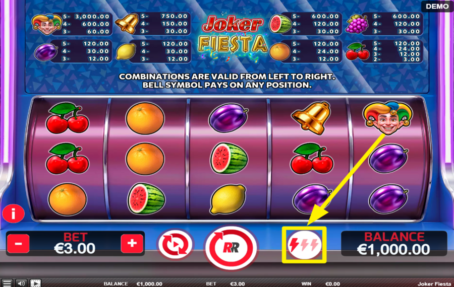 Joker Fiesta REGOLARE LA VELOCITÀ DEL BOBINO.