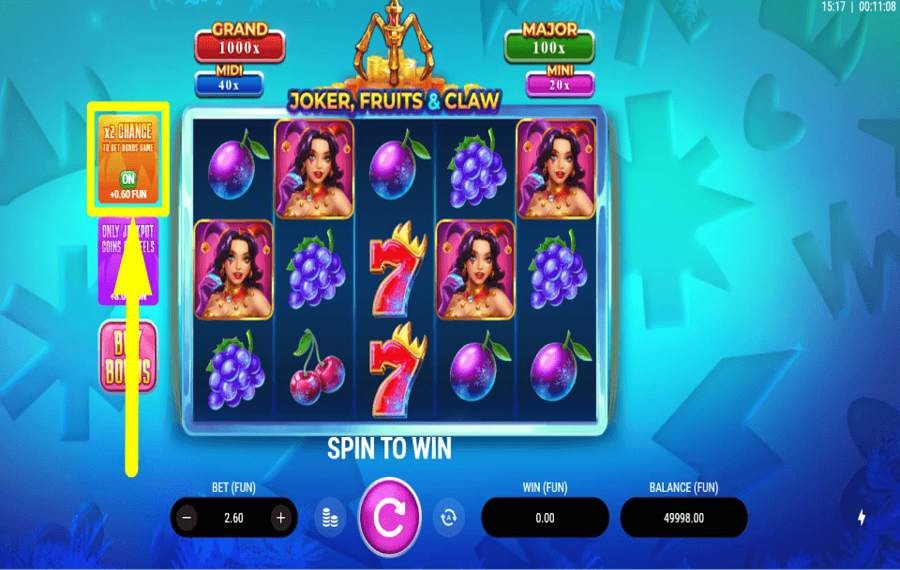 Joker Fruits and Claw ERHÖHE DIE CHANCEN.