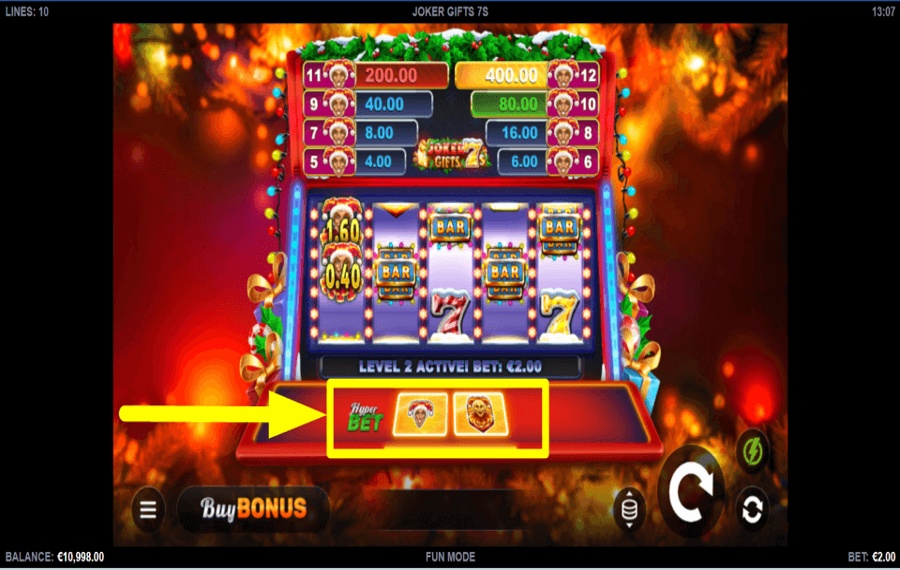 Joker Gifts 7s ASSIGN EXTRA BETS.