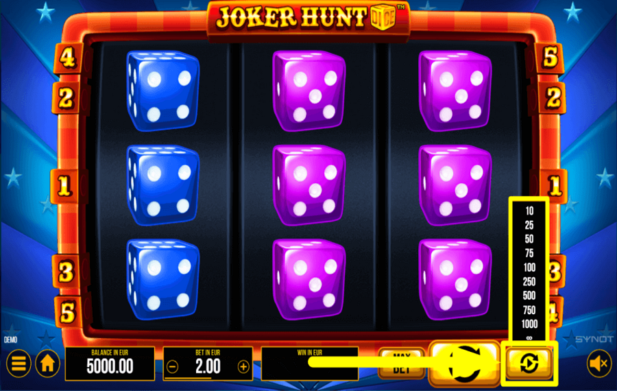 Joker Hunt Dice ВЫБЕРИТЕ АВТОВОСПРОИЗВЕДЕНИЕ.