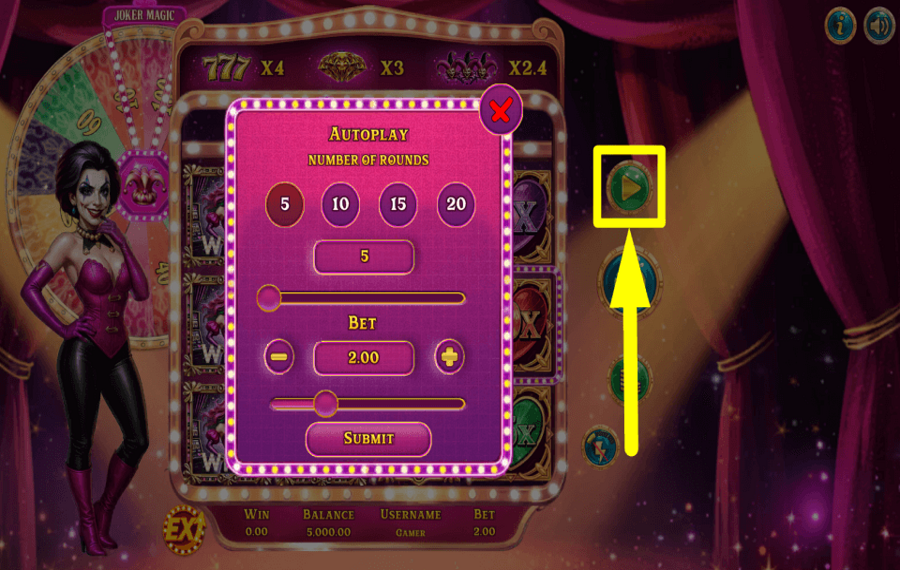 Joker Magic ВКЛЮЧИТЕ АВТОВОСПРОИЗВЕДЕНИЕ.