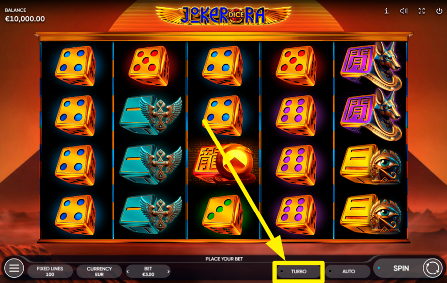 Joker Ra Dice ERHÖHRE DAS GESCHWINDIGKEITSMOMENT.