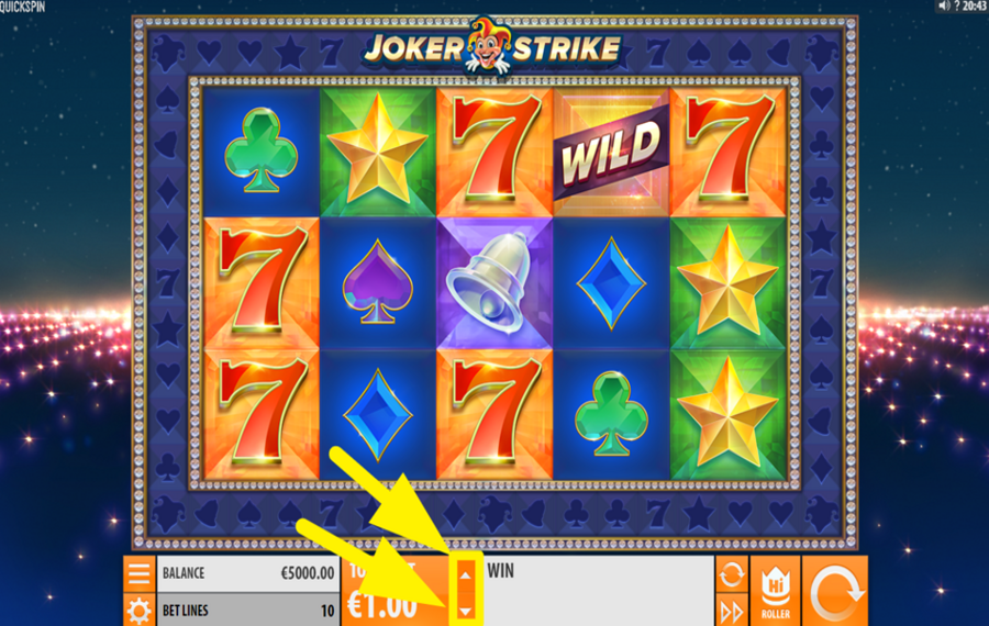 Joker Strike CHOOSE THE TOTAL BET.