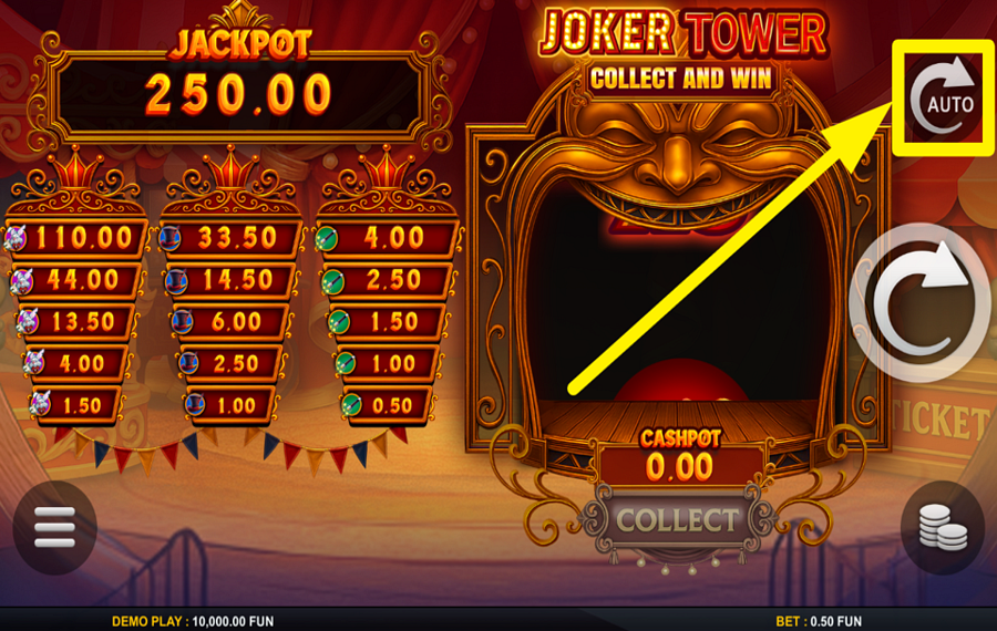 Joker Tower Collect And Win UTILISEZ LA FONCTION DE LECTURE AUTOMATIQUE.