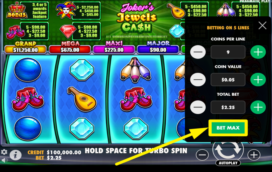 Jokers Jewels Cash AJUSTEZ LA MISE AU MAXIMUM.