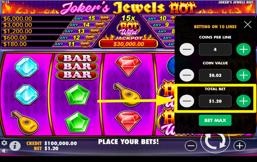 Jokers Jewels Hot ESPECIFICA TU APUESTA TOTAL.
