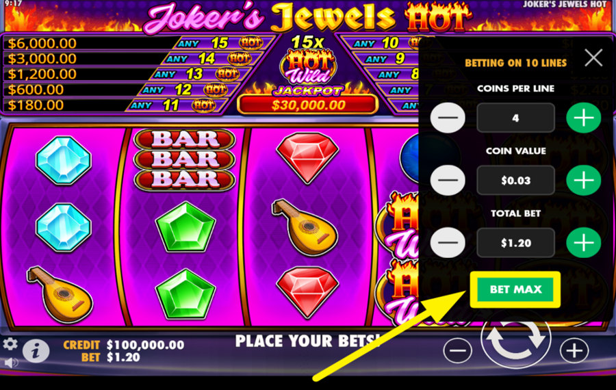 Jokers Jewels Hot SELECCIONE LA OPCIÓN DE APUESTA SUPERIOR.